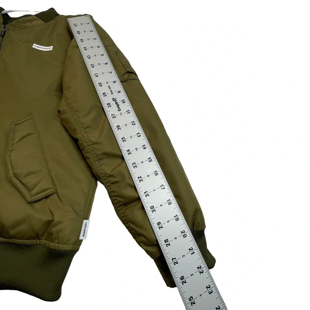 CONVERSE Green Varsity Nylon Bomber Jacket Boys Size: L (12-13 YRS)